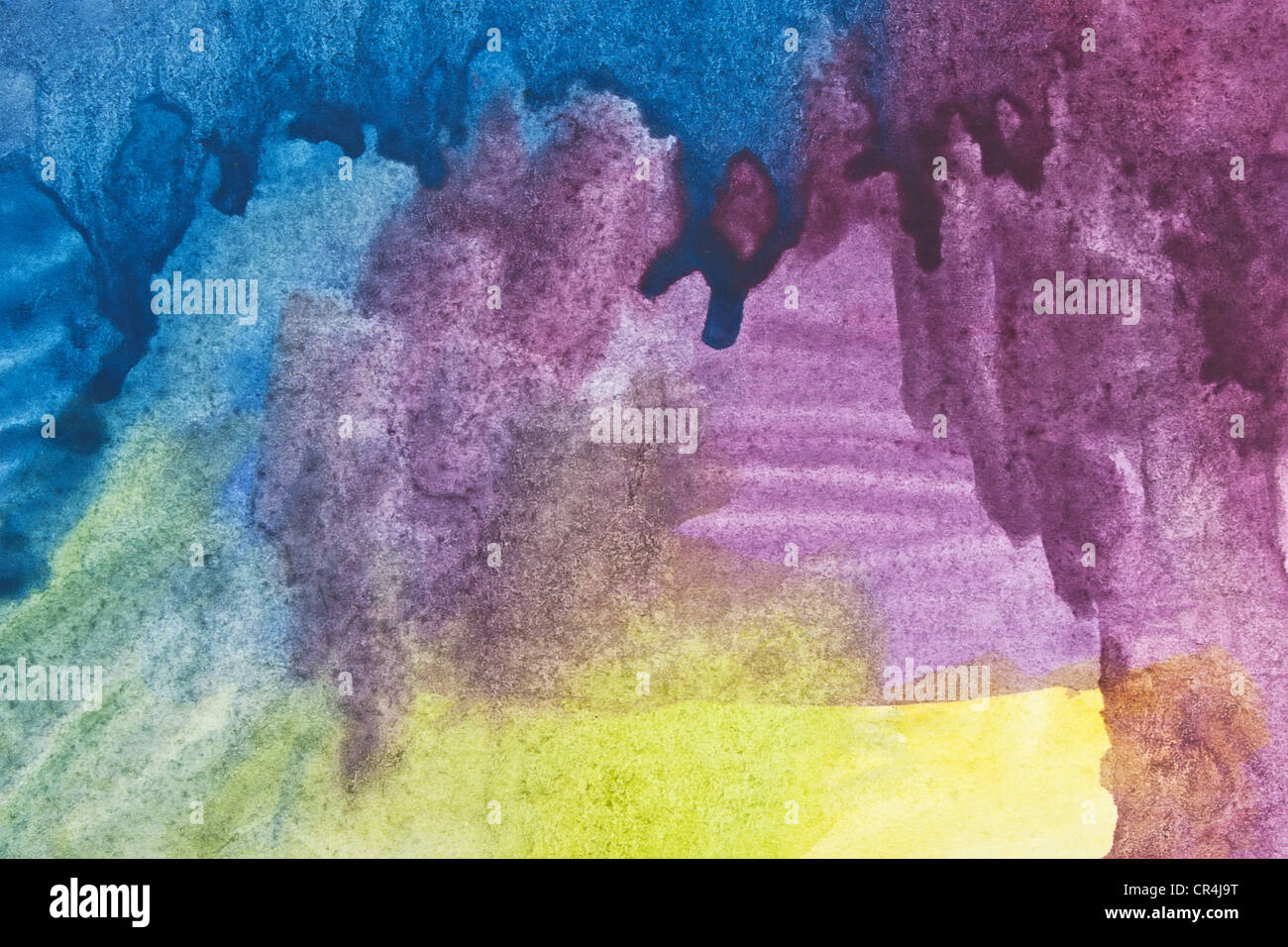 Acqua pennellate di colore dipinto su sfondo bianco Foto Stock
