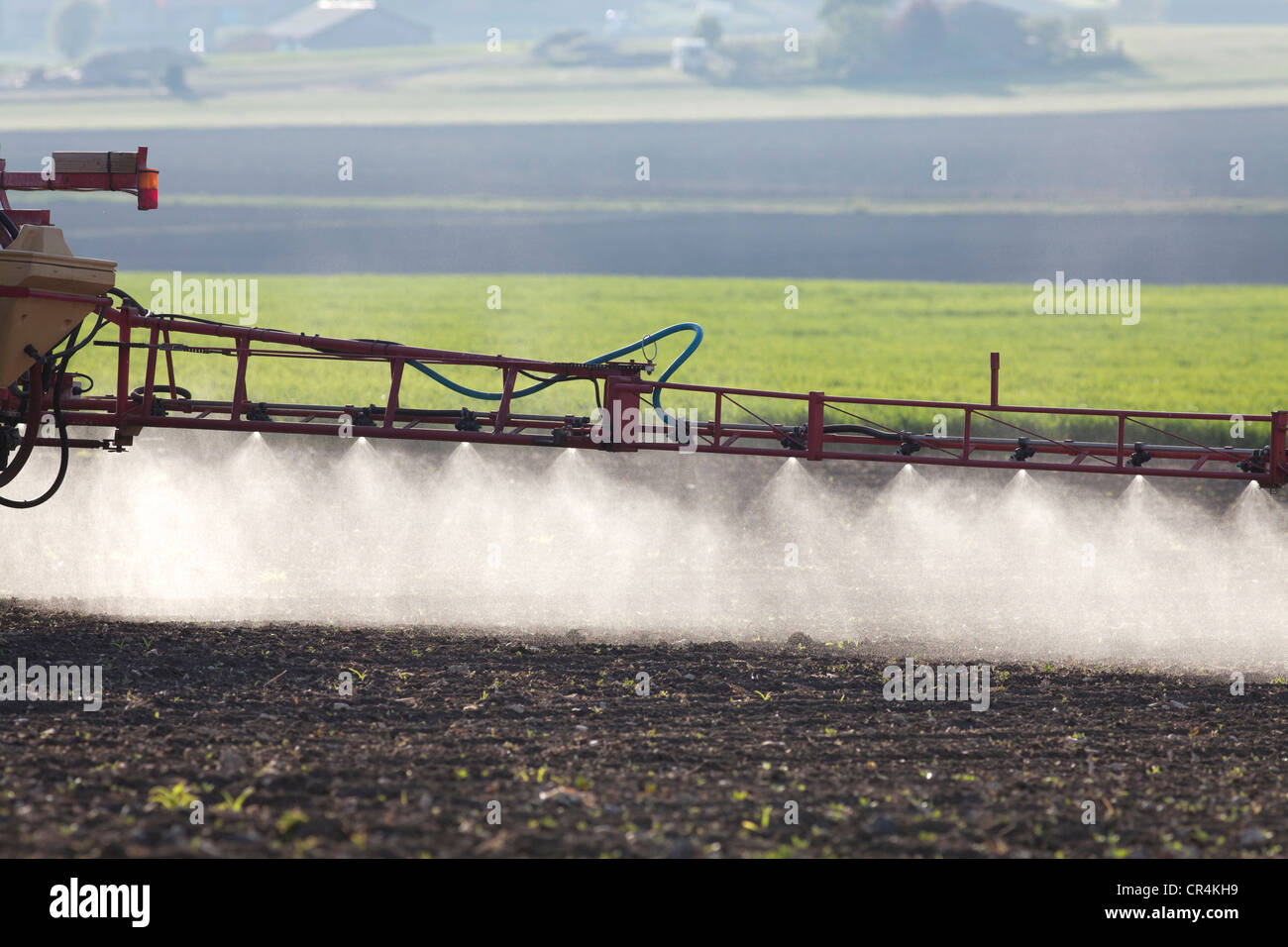 Un agente chimico agricolo sul trattamento delle barbabietole da zucchero, Puy de Dome, Francia, Europa Foto Stock