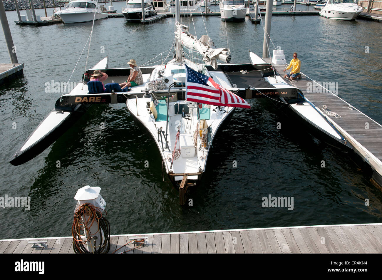 Il coraggio di Annapolis catamarano sulla marina al Palafox Pensacola northwest Florida USA Foto Stock