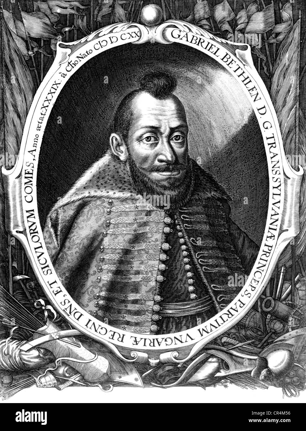 Bethlen di Itkar, Gabriel, 15.11.1580 - 5.11.1629, principe di Transsylvania 1613 - 1629, ritratto, incisione su rame, 1619, , artista del diritto d'autore non deve essere cancellata Foto Stock