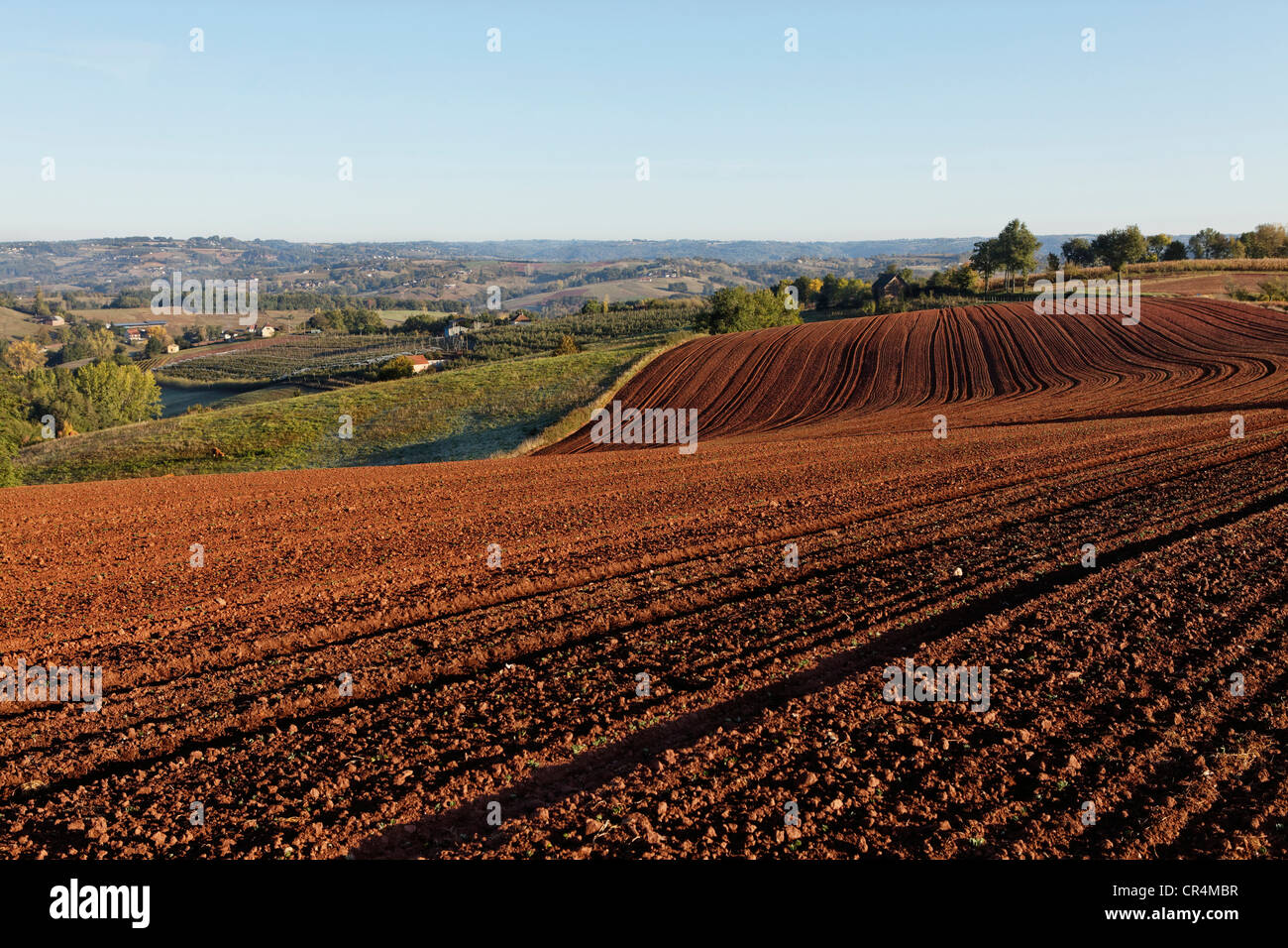 Il paesaggio agricolo in Ayen, Brive La Gaillarde, Correze, Francia, Europa Foto Stock