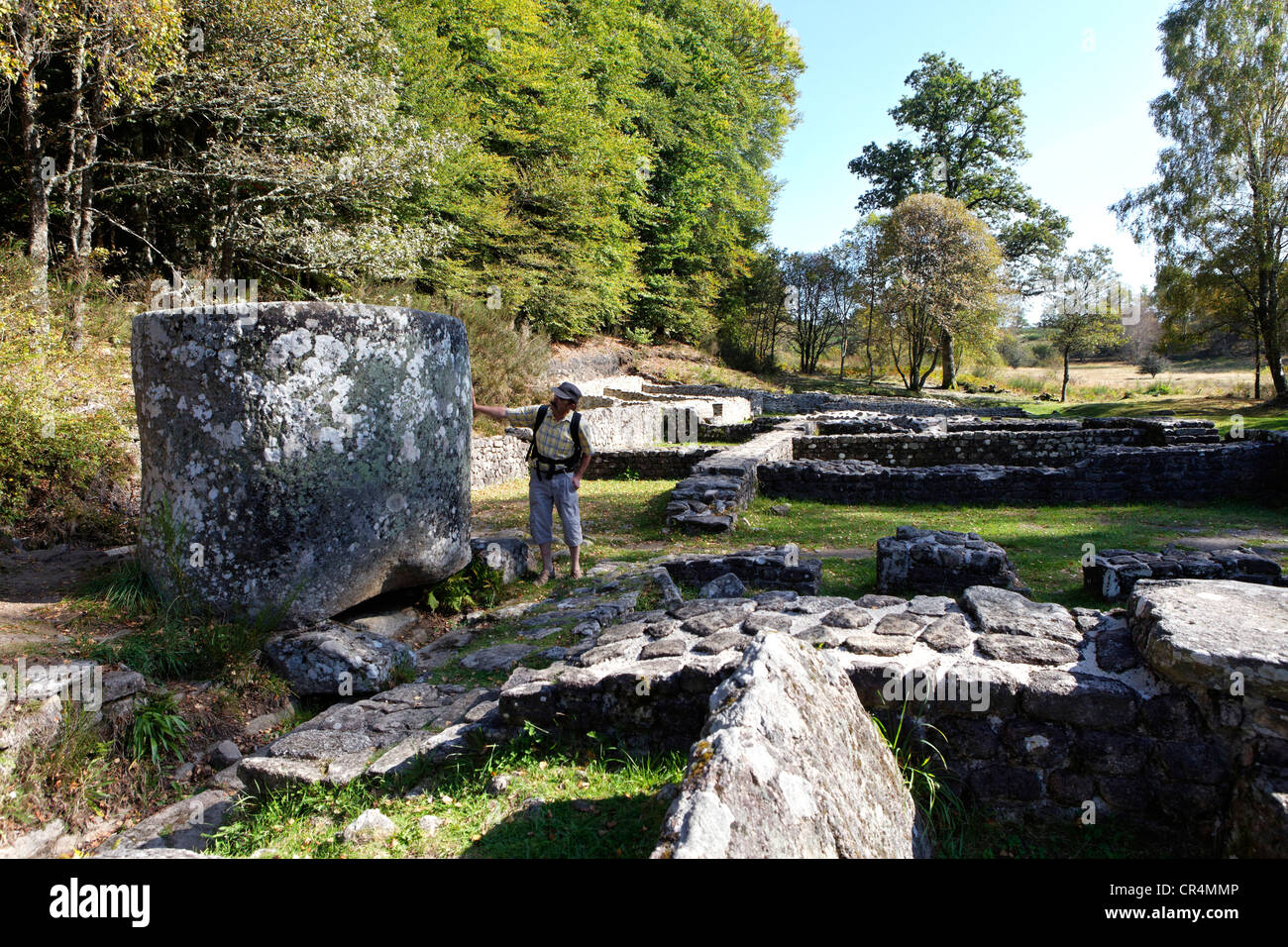 Gallo-romana del sito archeologico di Les Cars, Saint Merd les Oussines, Parc Naturel Regional de Millevaches en Limousin, Foto Stock