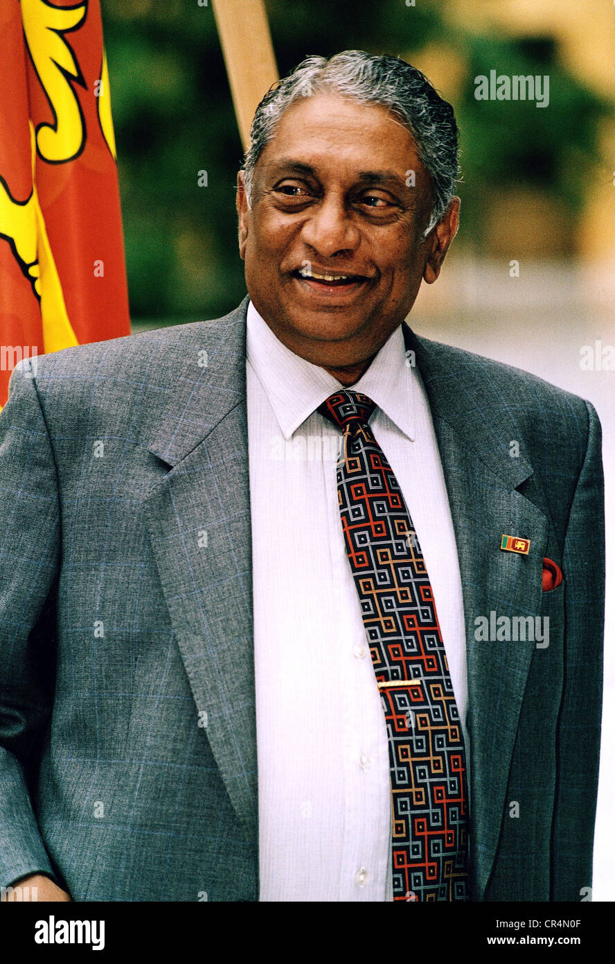 Kadirgamar, Lakshman, 12.4.1932 - 12.8.2005, diplomatico dello Sri Lanka, ministro degli Affari esteri dello Sri Lanka 1994 - 2001 e 2004 - 2005, mezza lunghezza, Berlino, 13.3. 2001, Foto Stock