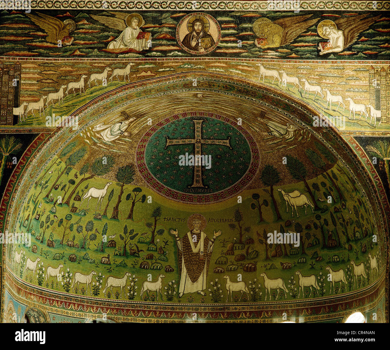 Apollinare, San, primo vescovo di Ravenna, mosaico nella basilica di Sant'Apollinaris, Classe, 6th secolo, Foto Stock