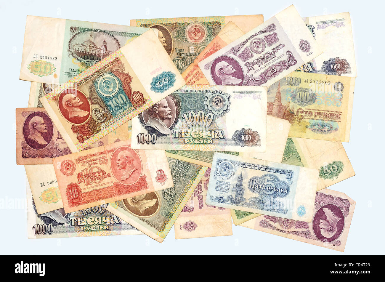 Banconote storico, Unione Sovietica rubli 1961-1991 Foto Stock
