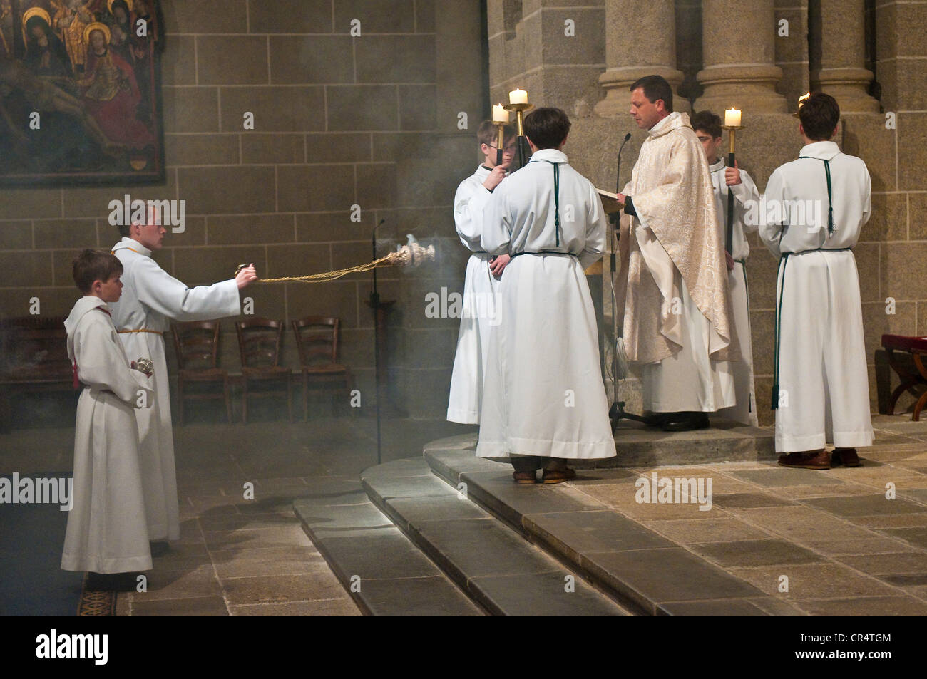 Francia, Haute Loire, Le Puy en Velay, un arresto su El Camino de Santiago, XII secolo la Cattedrale di Notre Dame de l'Annunciazione Cattedrale, Foto Stock