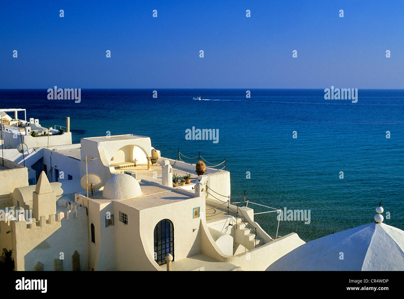Tunisia Hammamet, vista sulla medina dalla kasbah bastioni Foto Stock