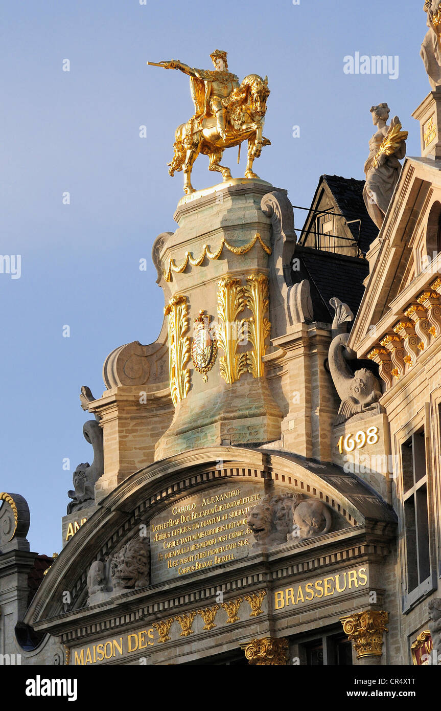 Il Belgio, Bruxelles, Grand Place (Grote Markt) Patrimonio Mondiale dell'UNESCO, il Brewers Guild House Foto Stock