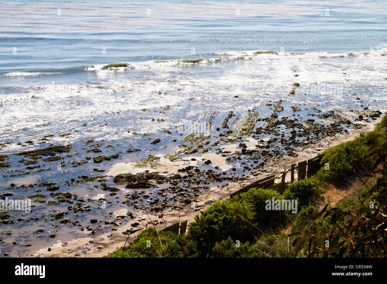 Costa californiana nei pressi di Santa Barbara in California" visto da bluff Foto Stock