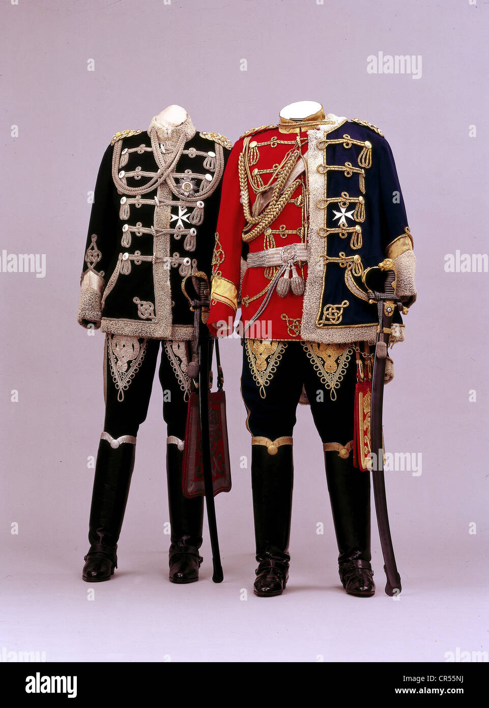 Guglielmo II, 27.1.1859 - 4.6.1941, imperatore tedesco 1888 - 1918, due delle sue uniformi (Reggimento di Leibhusaren), Foto Stock