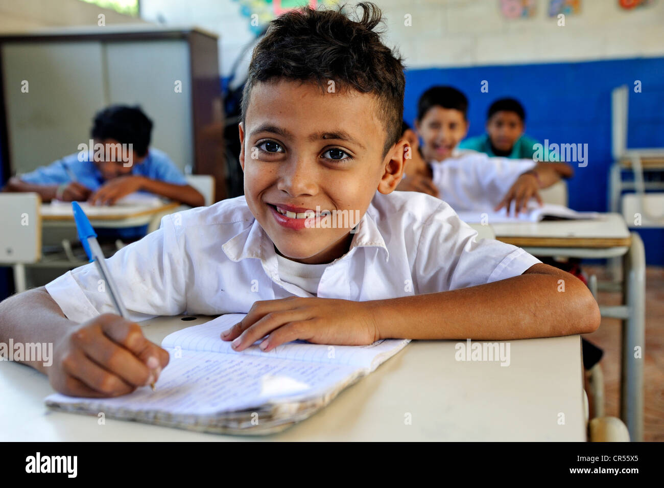 Pupillo, scuola di Las Mesitas, Bajo Lempa, El Salvador, America Centrale e America Latina Foto Stock