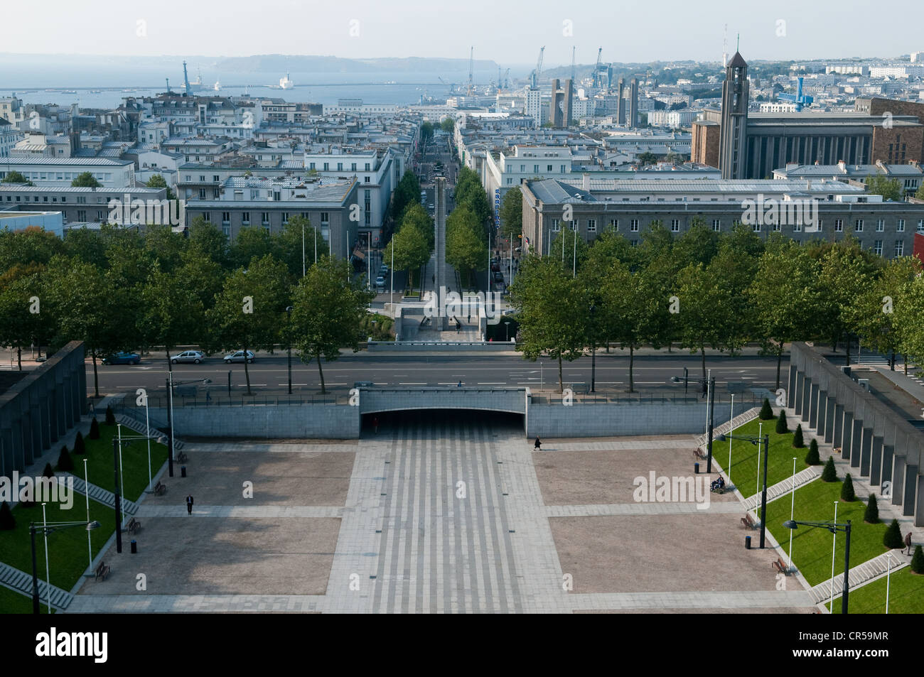 Francia, Finisterre, Brest, la vista della città e rue de Siam dal municipio Foto Stock