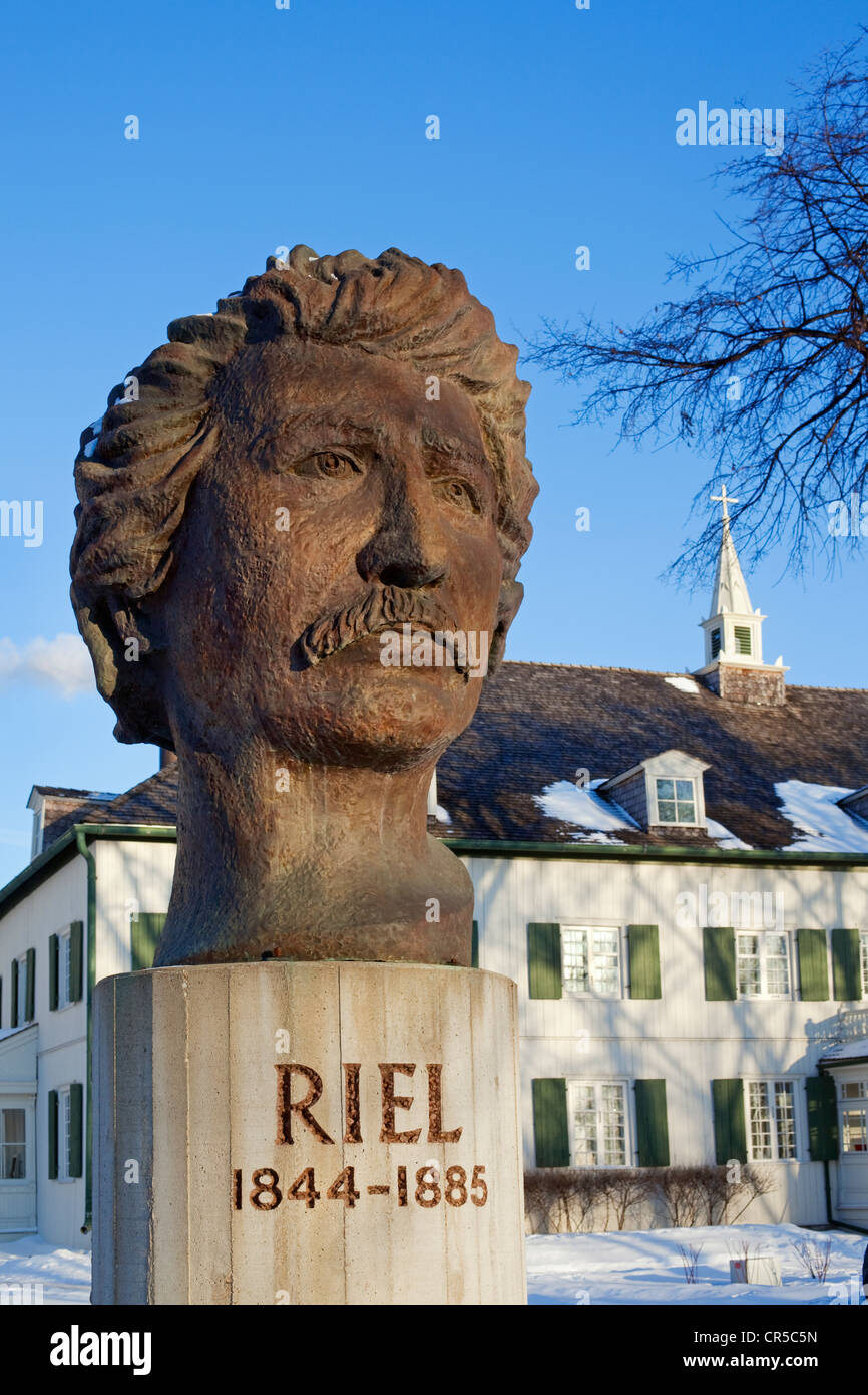 Canada, Manitoba Provincia, Winnipeg, Francophone quartiere di San Bonifacio, museo, Louis Riel statua, fondatore di Manitoba Foto Stock
