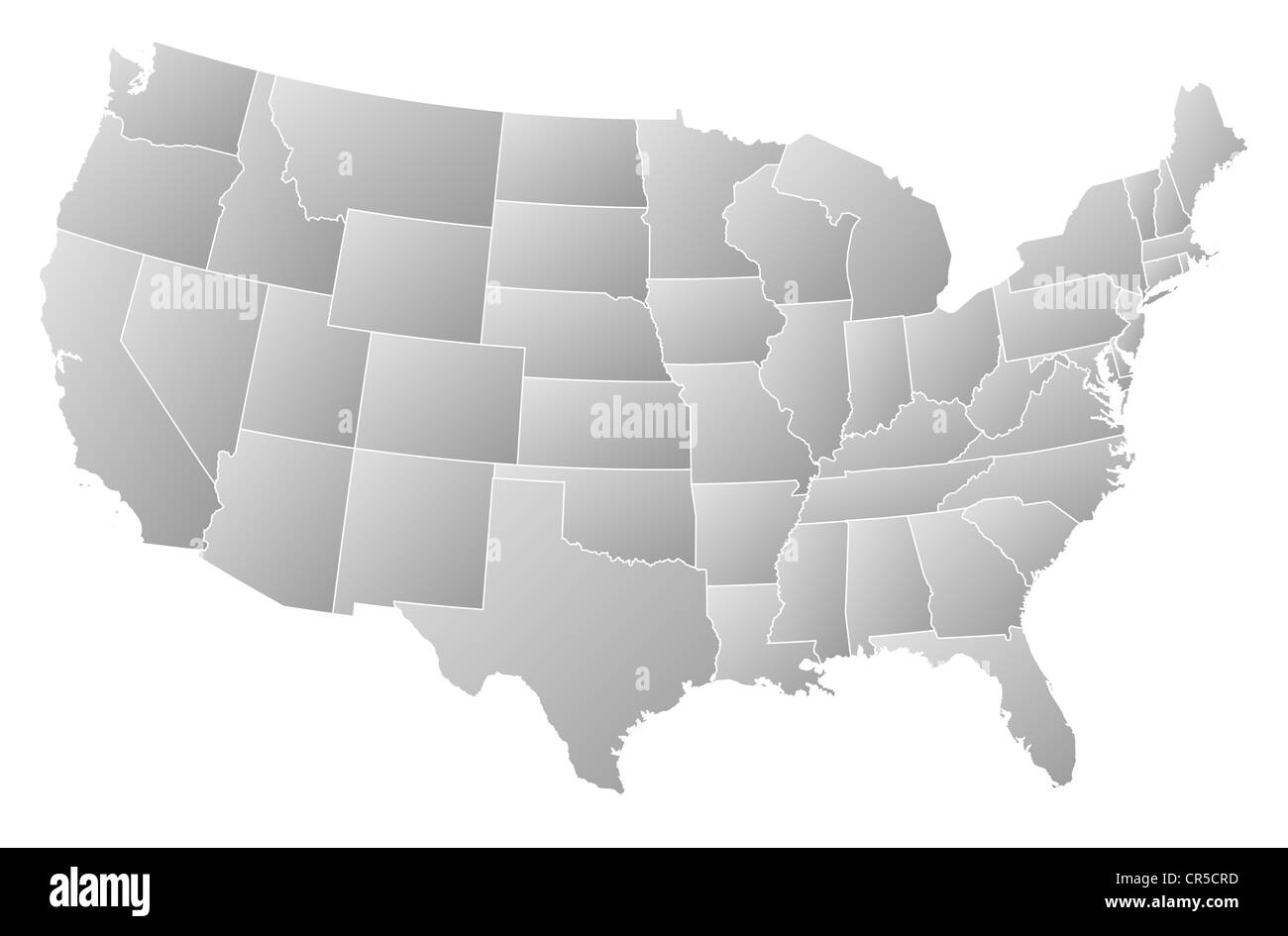 Mappa politica degli Stati Uniti con i vari Stati in cui Washington è evidenziata. Foto Stock