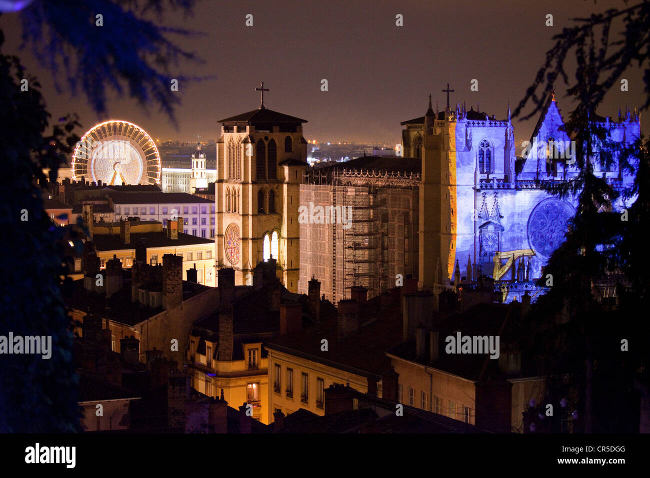 Francia, Rhone, Lione, sito storico Patrimonio Mondiale dell'UNESCO, la Cattedrale di Lione (Cathedrale Saint-Jean-Baptiste de Lyon) e la Foto Stock