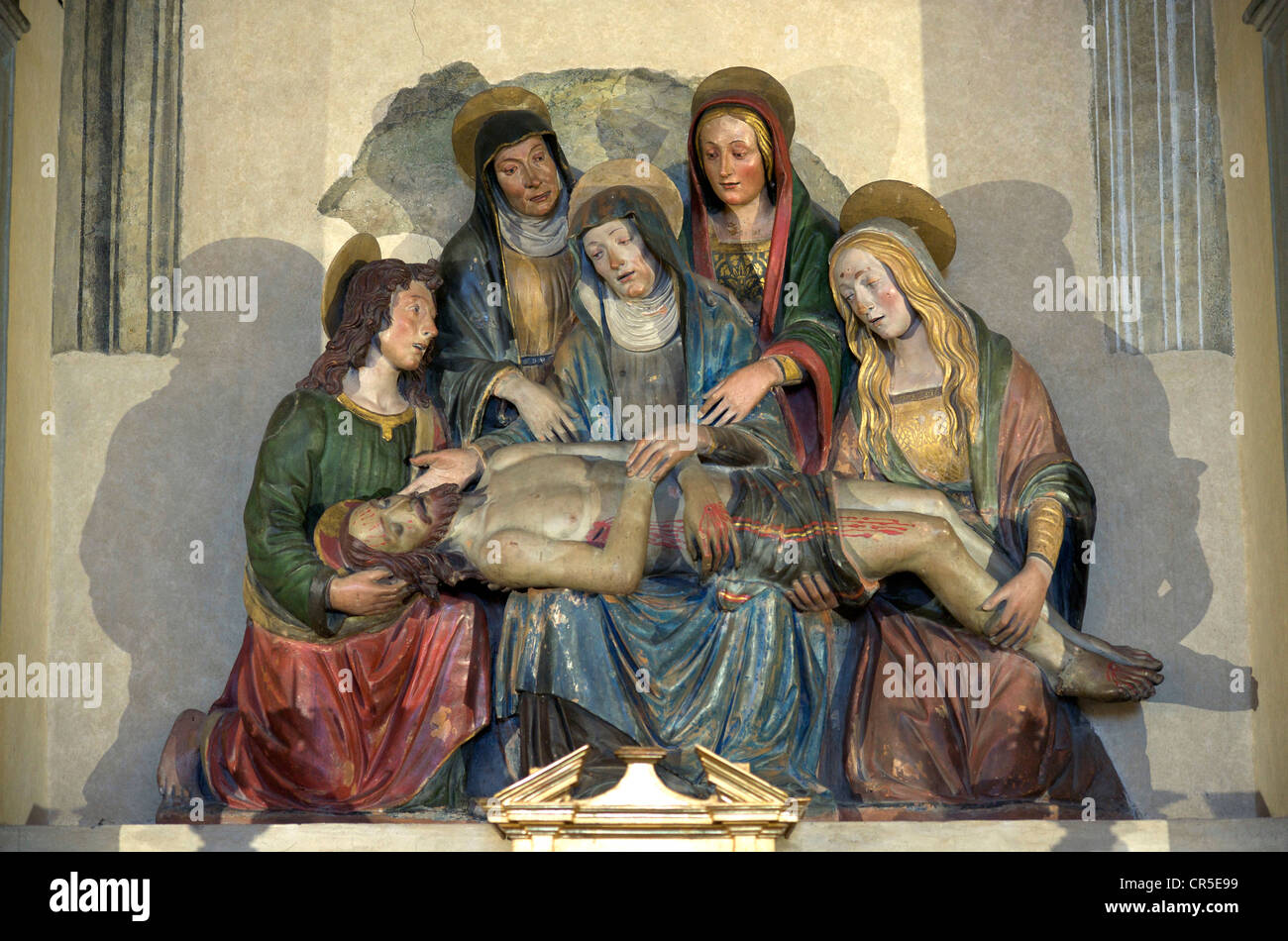 L'Italia, Toscana, Cortona, Museo Diocesano, ex San Salvatore, pietà con le tre Maria e St-John dalla bottega di Foto Stock