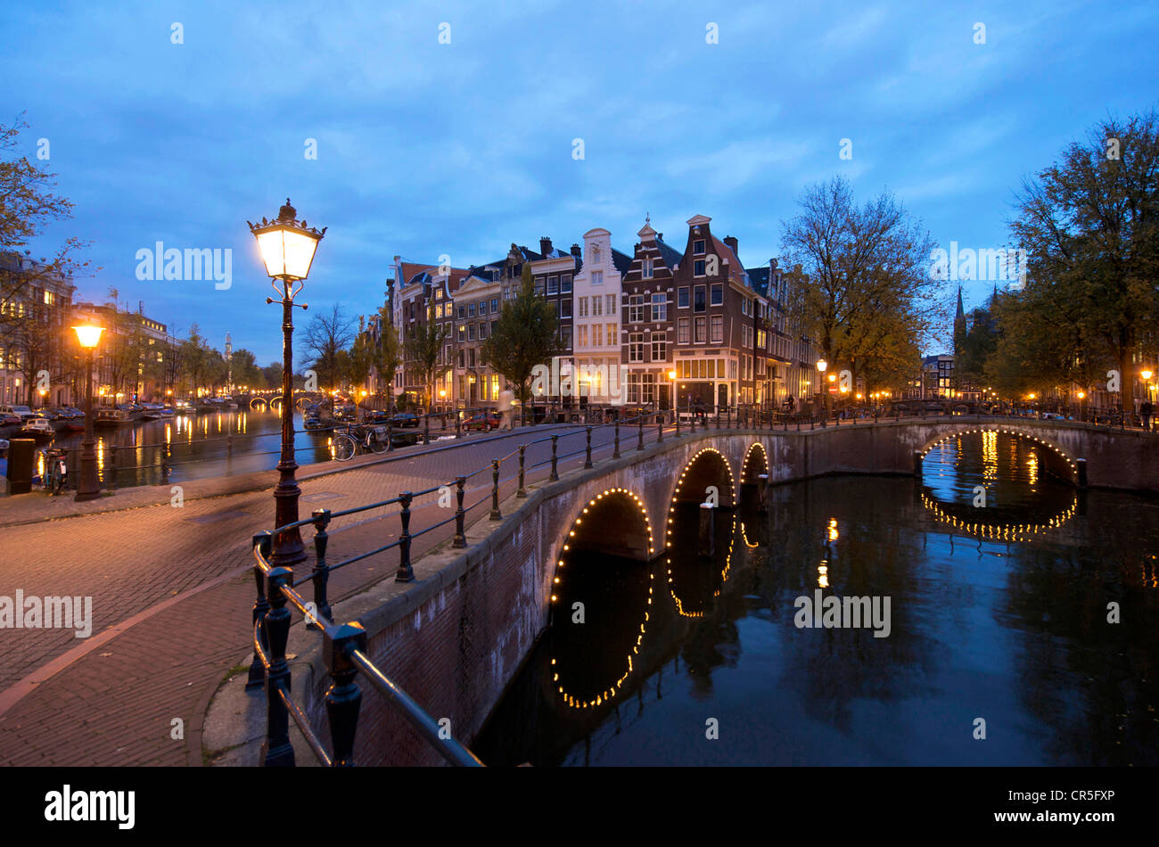 Paesi Bassi, Amsterdam Keizersgracht e canali Leidesegracht Foto Stock