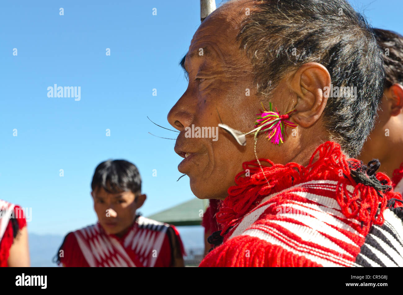 Le popolazioni tribali all annuale Hornbill Festival di Kohima, India, Asia Foto Stock