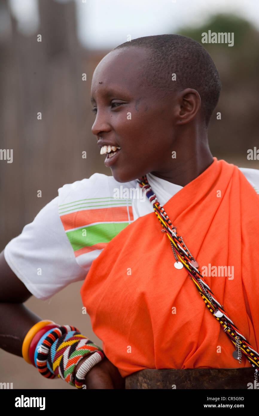 Kenia Masai Mara riserva nazionale Masai donna Foto Stock