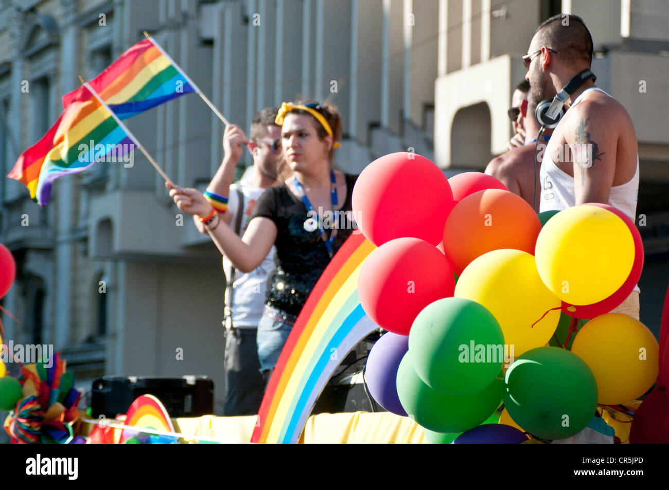 Annuale parata gay 'Atene orgoglio' Grecia Foto Stock