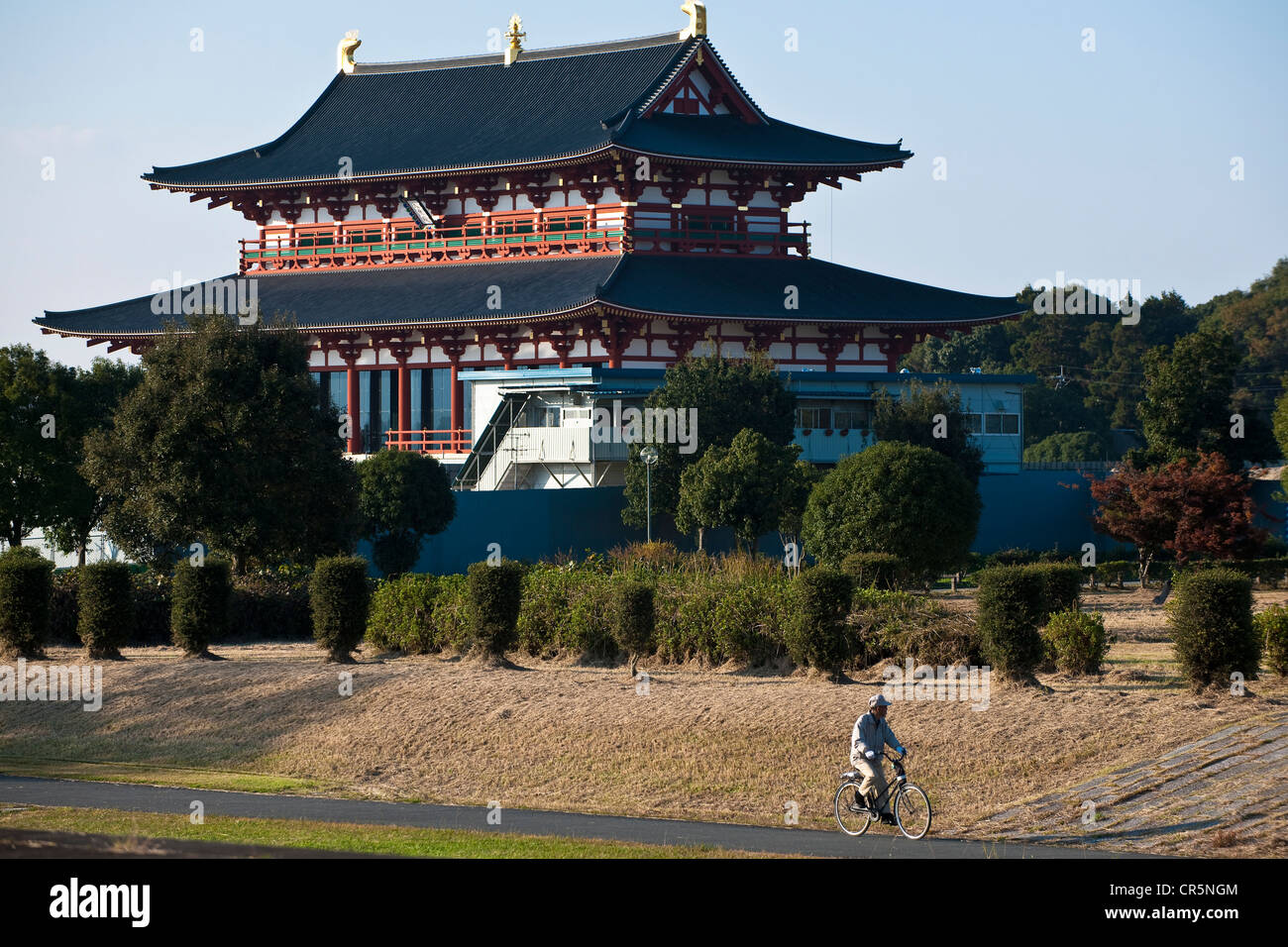 Giappone, isola di Honshu, Kinki regione, città di Nara, sito del Palazzo Imperiale di Heijo, aule di tribunale (Daigoku den) Foto Stock