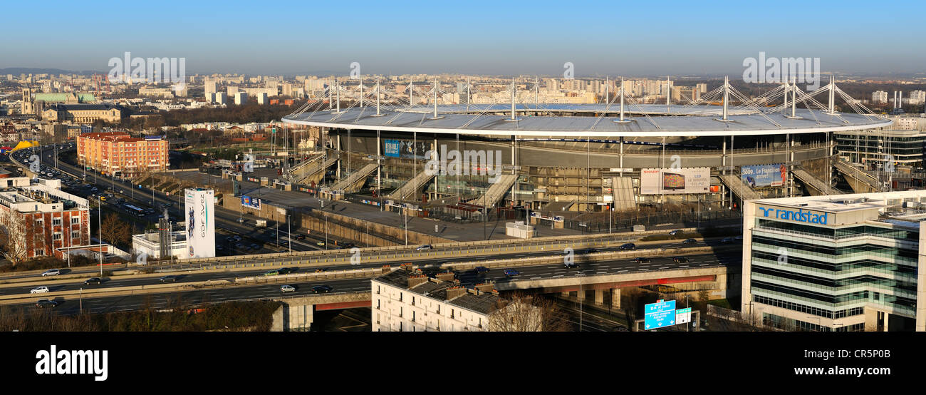 Francia, Seine Saint Denis, Saint Denis Stade de France (stadio di Francia) da architetti Michel Macary, Aymeric Zublena, Foto Stock