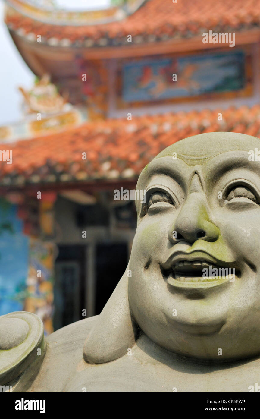 Ridere Buddha, scultura, Ngu Hanh figlio, Thuy figlio, Da Nang, Vietnam Asia Foto Stock