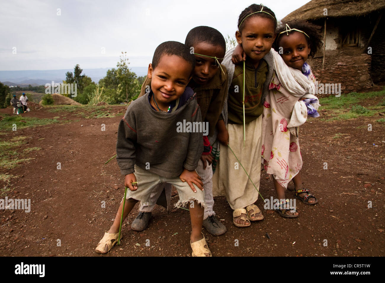 I bambini in Lalibela, Etiopia, Africa Foto Stock