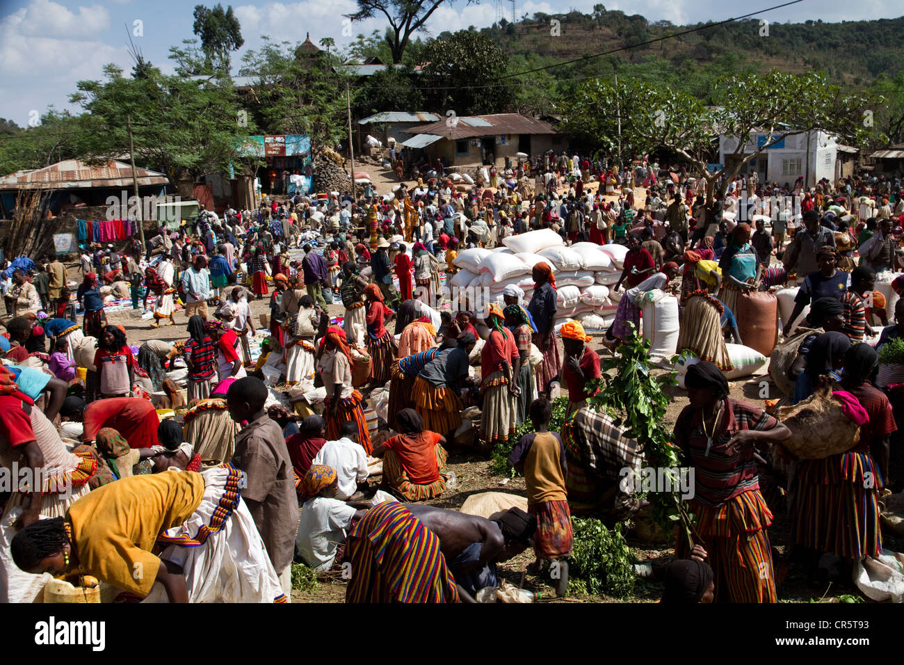 Mercato Shasheme, Valle dell'Omo, sud Etiopia, Africa Foto Stock