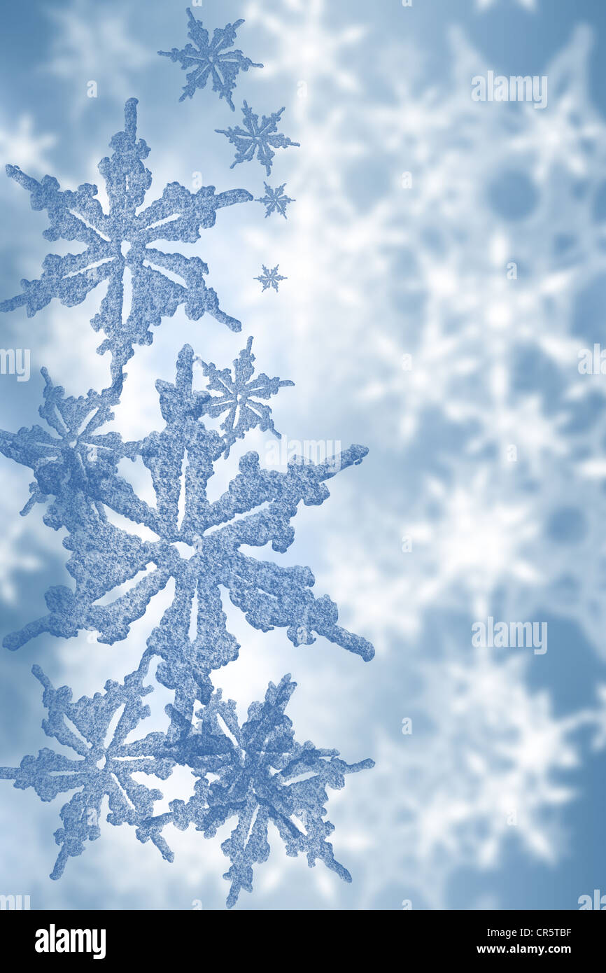 Abstract blu sullo sfondo di fiocchi di neve Foto Stock