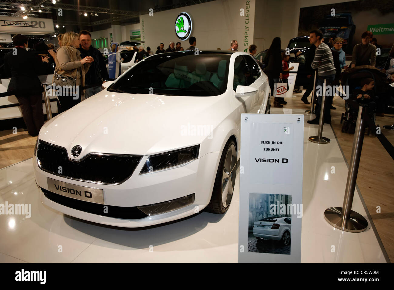 Auto elettrica, Skoda Vision D concept car design concept sul display a Vienna Auto Show 2012, Car Show, Vienna, Austria Foto Stock