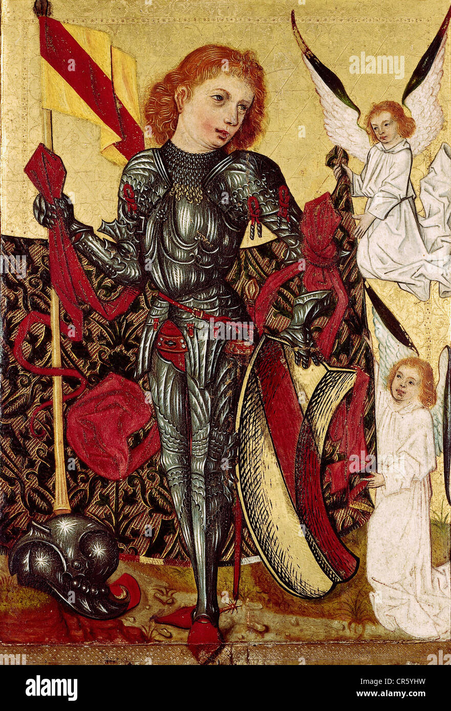 Bernhard II, 1428/1429 - 15.7.1458, Margravio di Baden, intera lunghezza, pittura, pannello, circa 1480, nuovo castello, bagno, Foto Stock