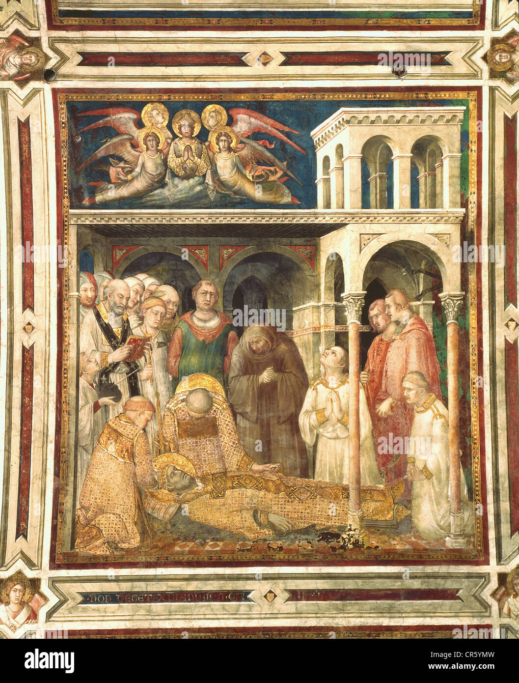 Martin of Tours, circa 316 d.C. - 8.11.397 d.C., san Francesco, sua morte, affresco di Simone Martini, circa 1321, chiesa inferiore, Cappella di San Martino, Basilica di San Francesco, Assisi, Italia, Foto Stock