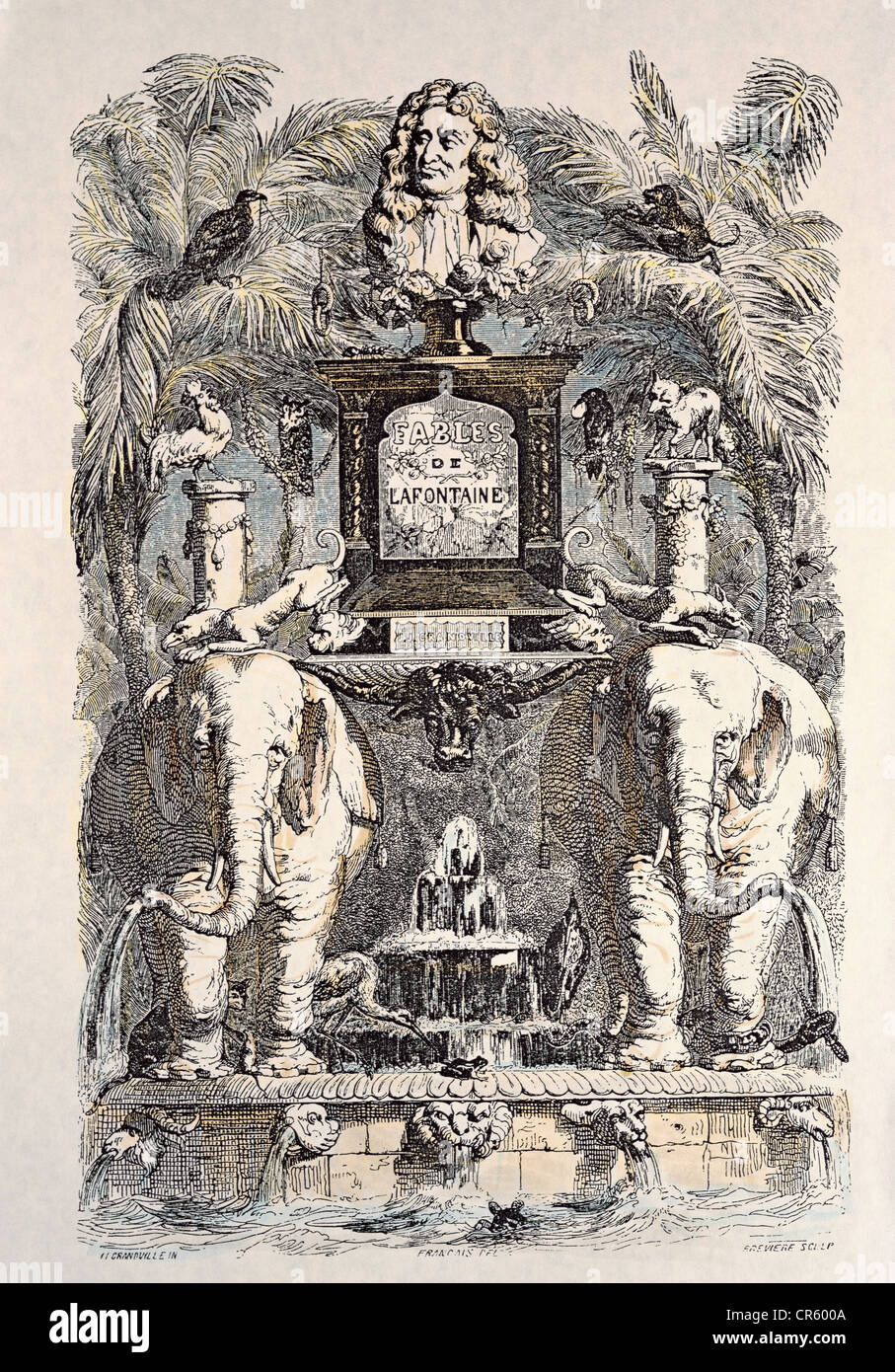 La Fontaine, Jean de, 8.7.1621 - 13.4.1695, autore/scrittore francese, oevre, 'Favles', edizione di Fournier, titolo di Grandville, 1837 - 1840, Foto Stock