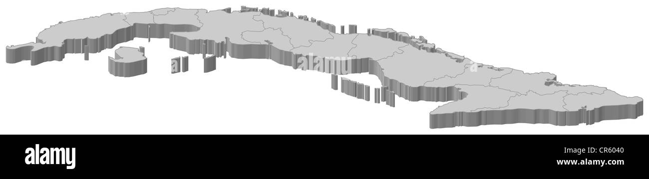 Mappa Politico di Cuba con le diverse province. Foto Stock