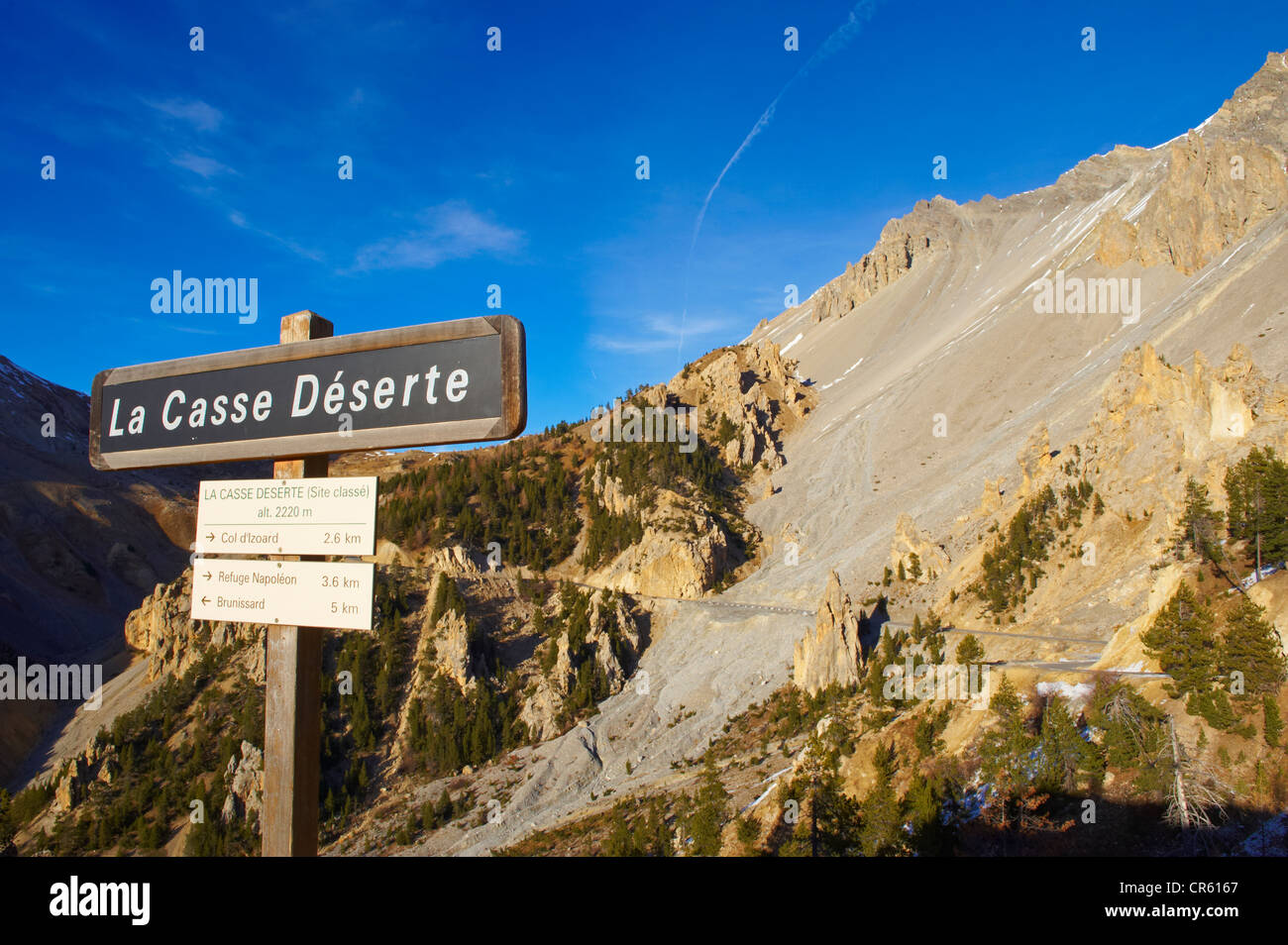 Francia, Hautes Alpes, Parc Regional du Queyras, circostante del Col d'Izoard, Casse deserte, paesaggio Foto Stock