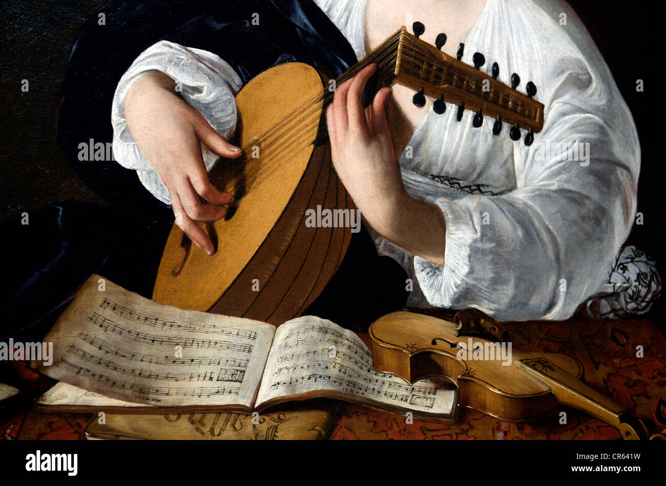 Stati Uniti, New York City, Manhattan East Side, Metropolitan Museum of Art (MET), dipinti italiani, il liuto Player da Foto Stock