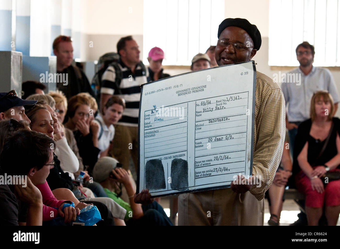 Sud Africa Western Cape Cape Town Robben Island prigione elencati come patrimonio mondiale dall' UNESCO visita con il Sig. Thando Mbatha ex Foto Stock