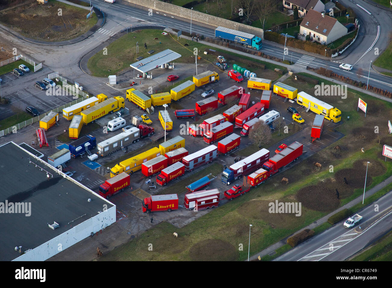 Francia, Eure, Gaillon, Zavatta circus (vista aerea) Foto Stock