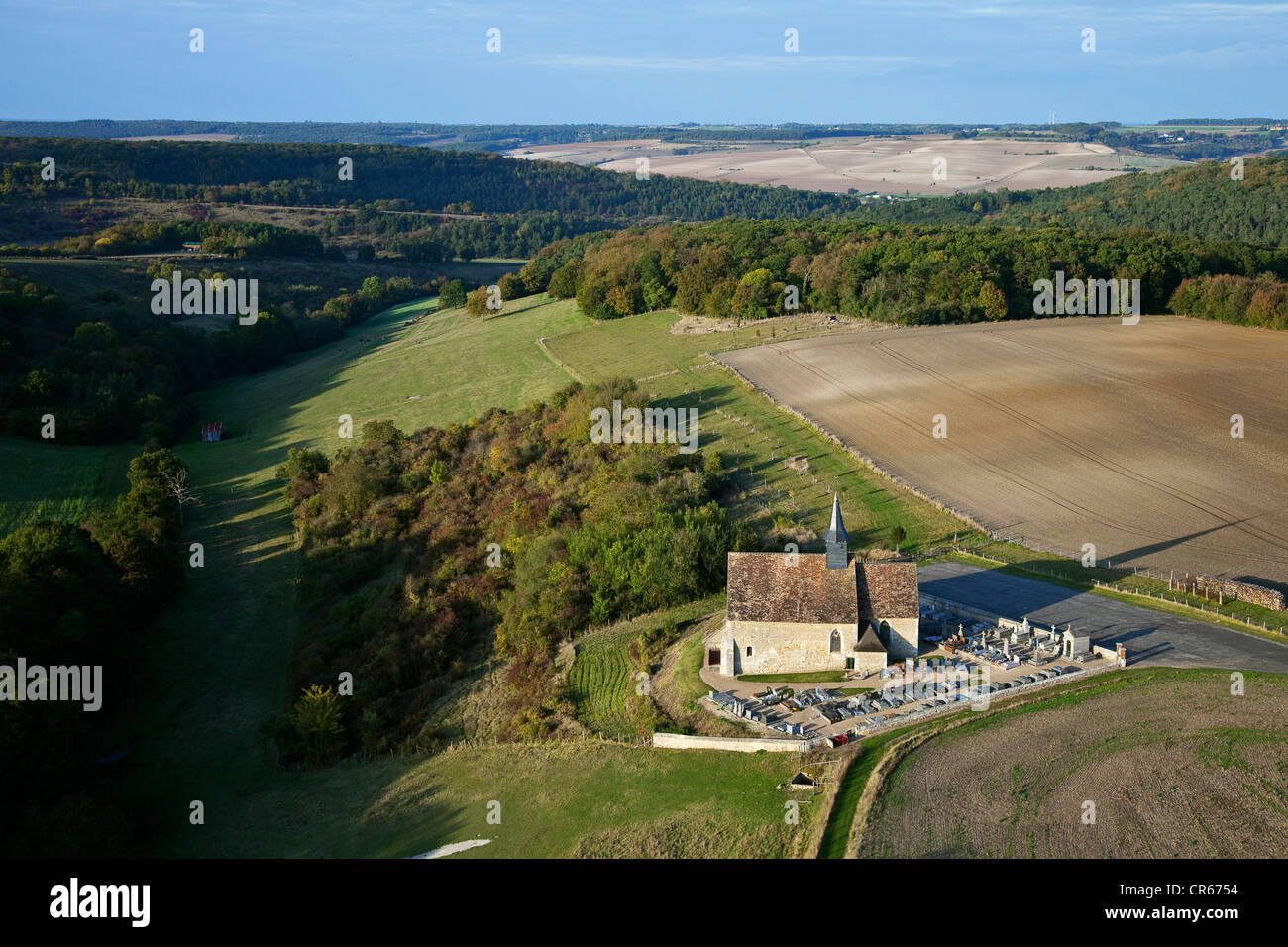 Francia, Eure, cappella di Reuilly (vista aerea) Foto Stock