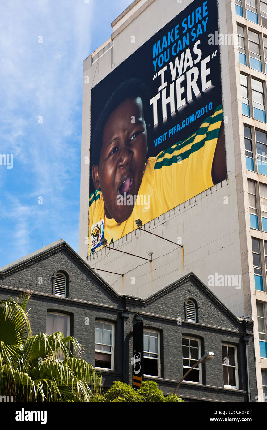 Sud Africa, Western Cape, Cape Town, il quartiere della City Bowl, poster per la coppa del mondo di calcio 2010 Foto Stock