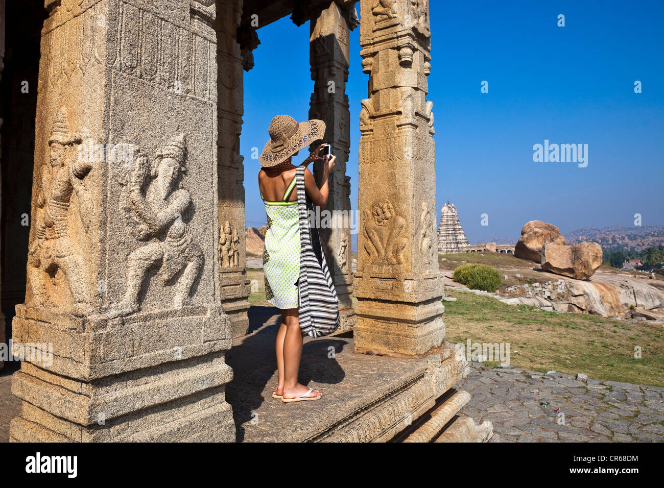 India, nello stato di Karnataka, Hampi, capitale dell'ultimo regno hindu di Vijayanagar tra il XIV e il XVI secolo, sito Foto Stock