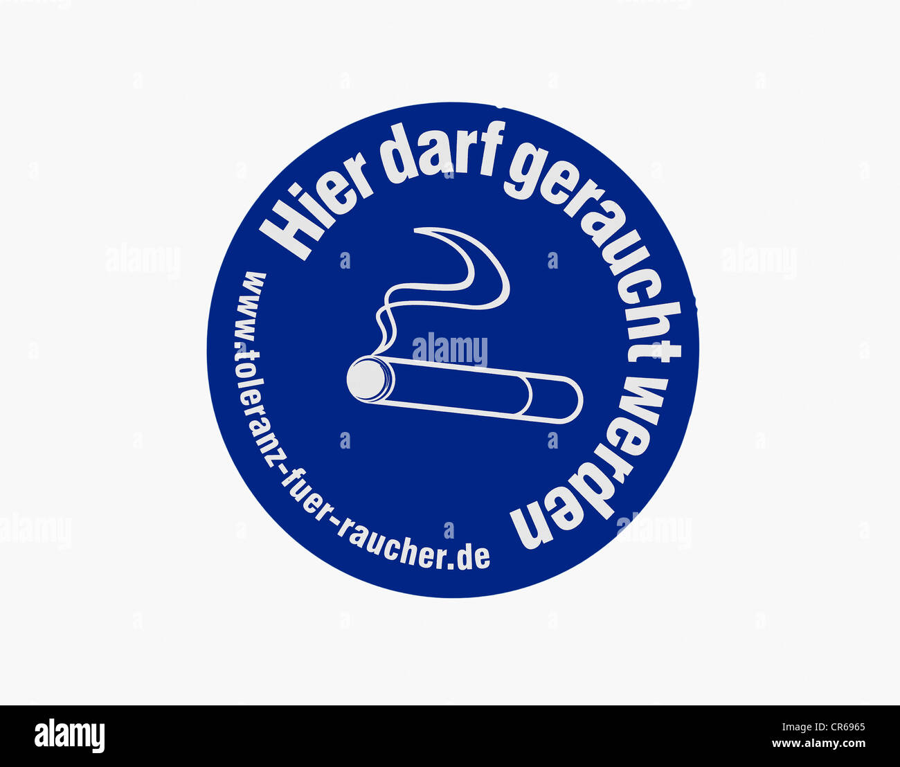 Segno "hier darf geraucht werden", tedesco per "si può fumare qui', tolleranza per i fumatori, un'iniziativa di Reemtsma Foto Stock