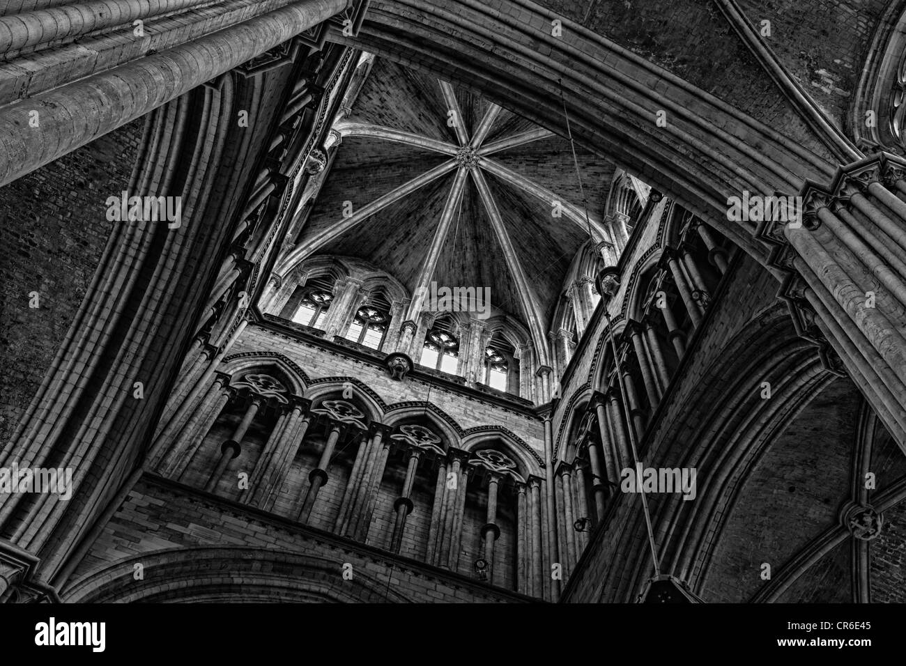 Incrocio e la torre della lanterna, Cattedrale di Rouen, Alta Normandia, Francia Foto Stock