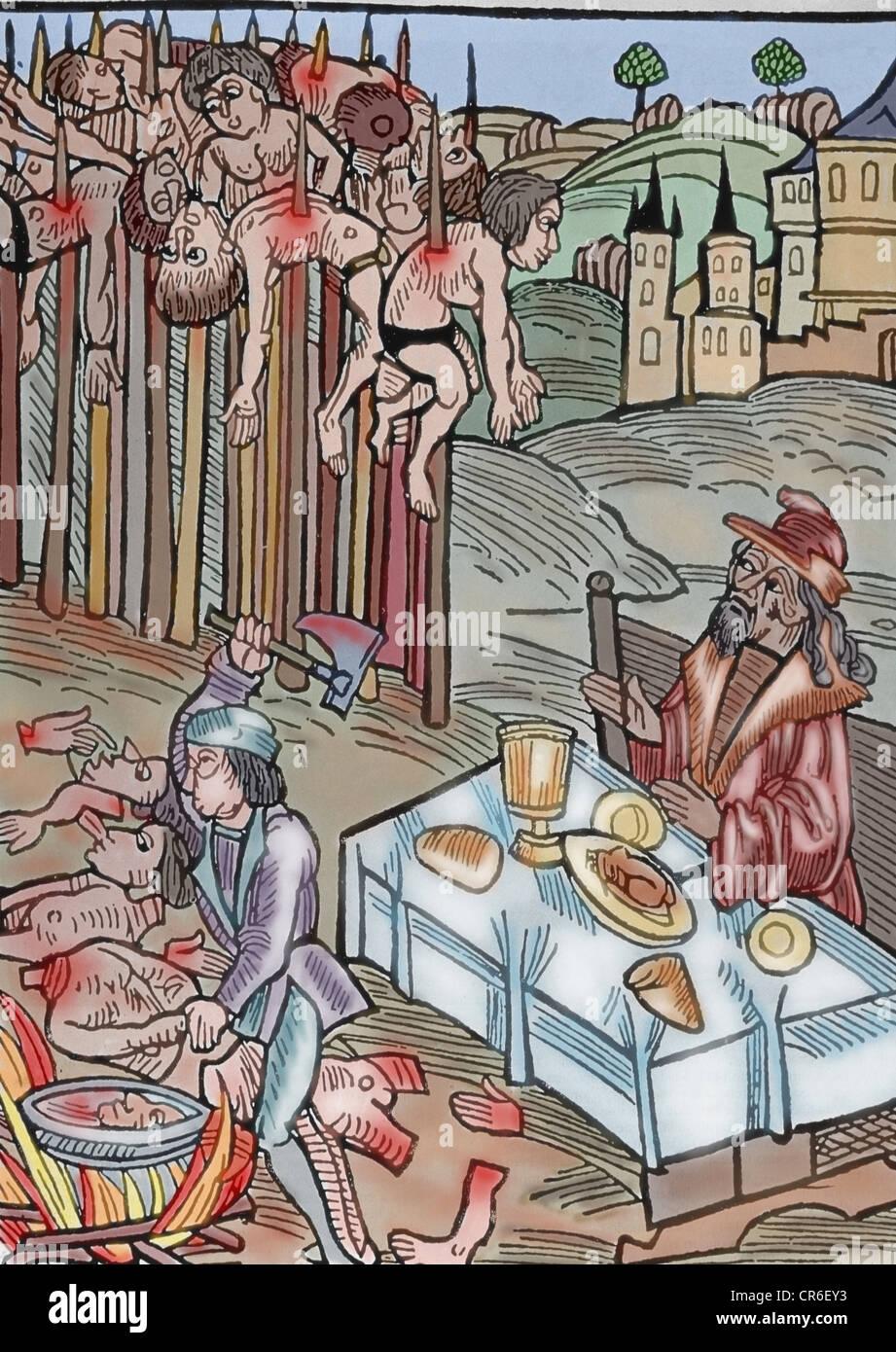 Vlad Dracul II (1393-1447). La scena di impalement. Foto Stock