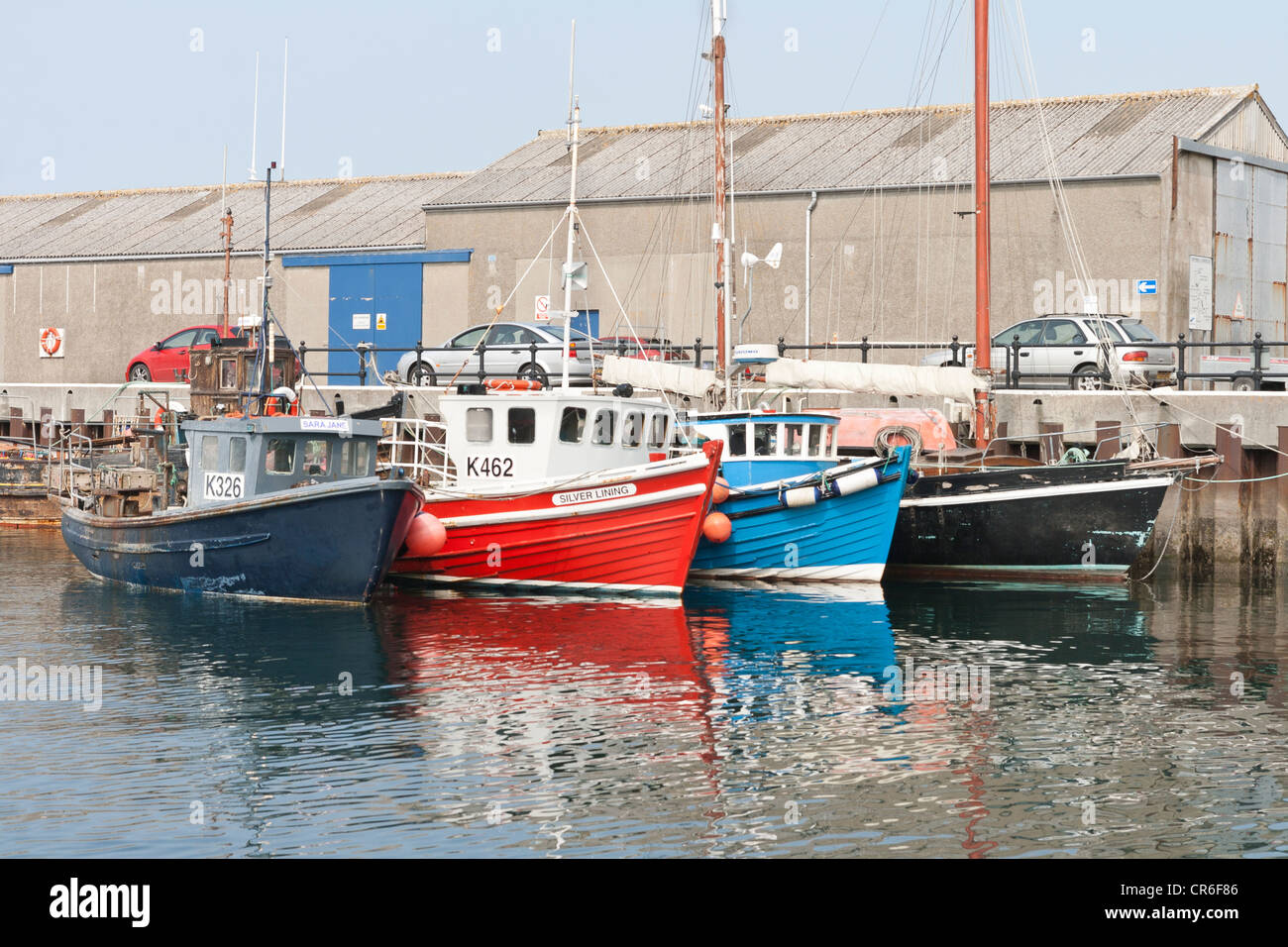 Kirkwall Porto e barche da pesca sul Orkney Islands Foto Stock