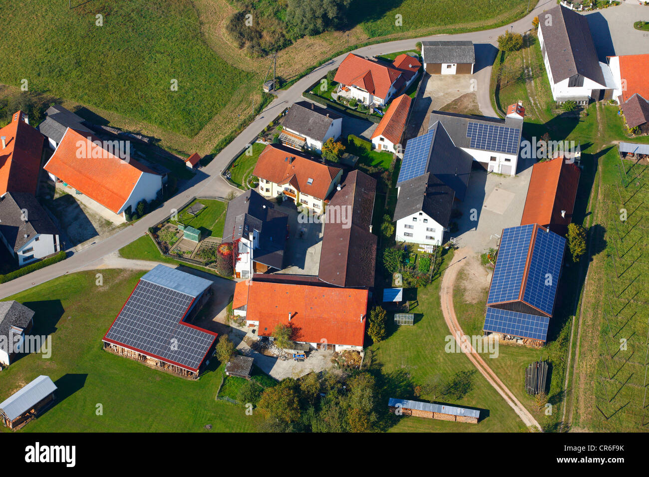 Vista aerea, borgo agricolo, Hollerdau, Baviera, Germania, Europa Foto Stock