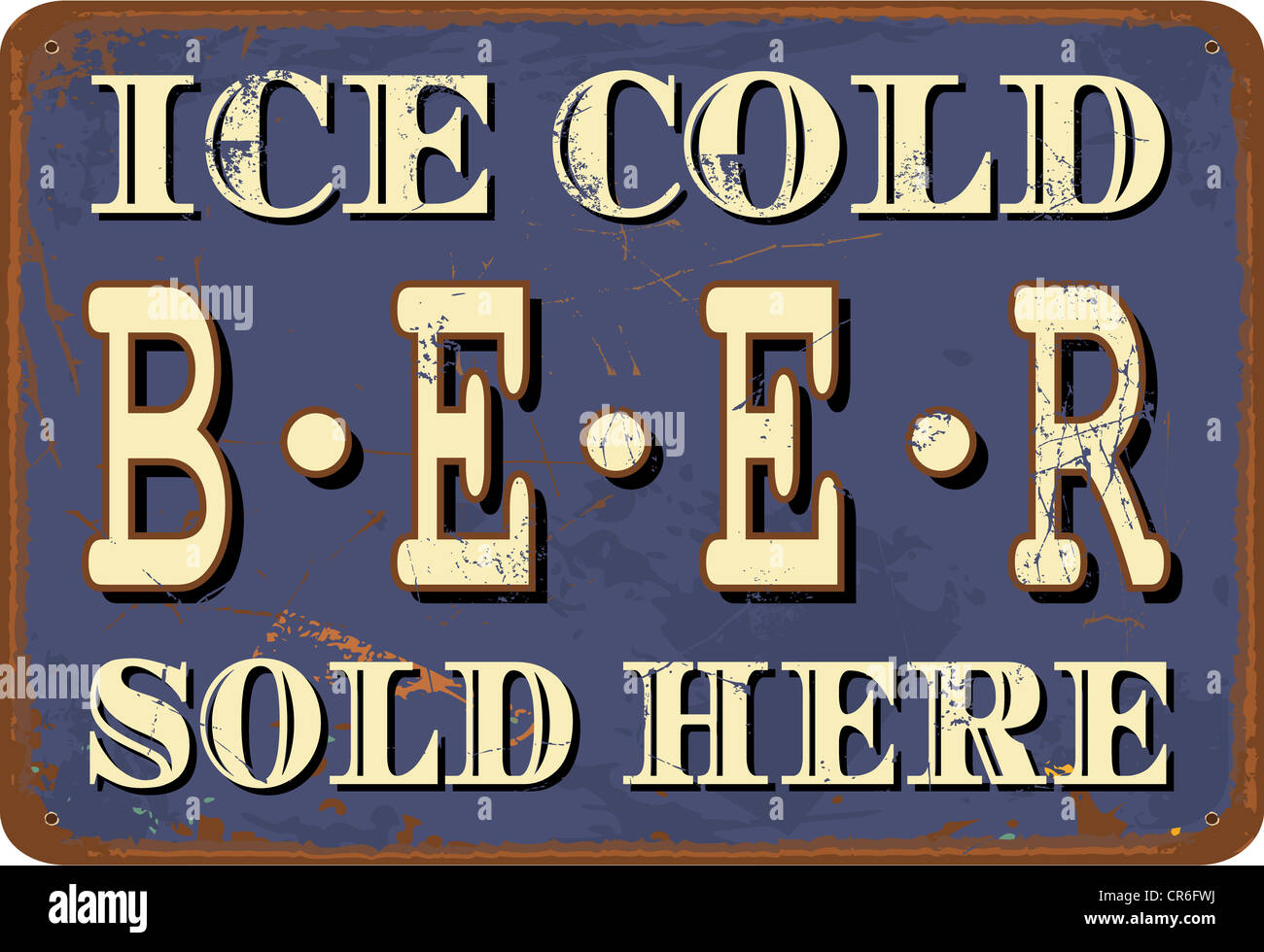 In stile vintage tin segno 'Ice birra fredda". Foto Stock