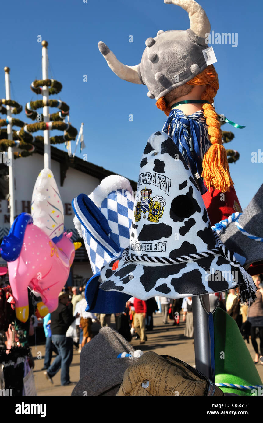 Cappelli, cappelli di feltro, Oktoberfest 2010, Monaco di Baviera, Baviera, Baviera, Germania, Europa Foto Stock