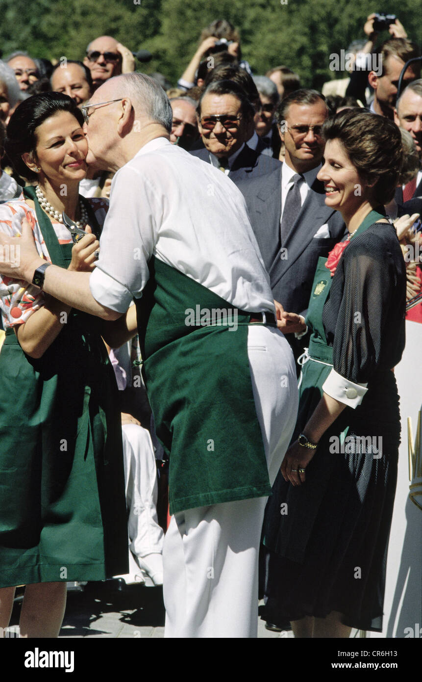 Bernadotte, Lennart Count, 8.5.1909 - 21.12.2004, nobiluomo svedese, 80th compleanno, Regina Silvia di Svezia, Isola di Mainau, 8.5.1989, , Foto Stock